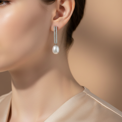 Silver Pearl Drop Danglers