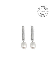 Silver Pearl Drop Danglers