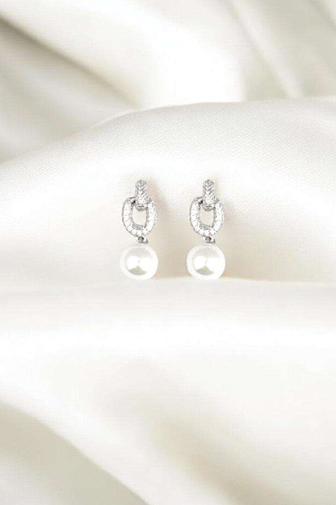 Silver Pearl Drop Dangles