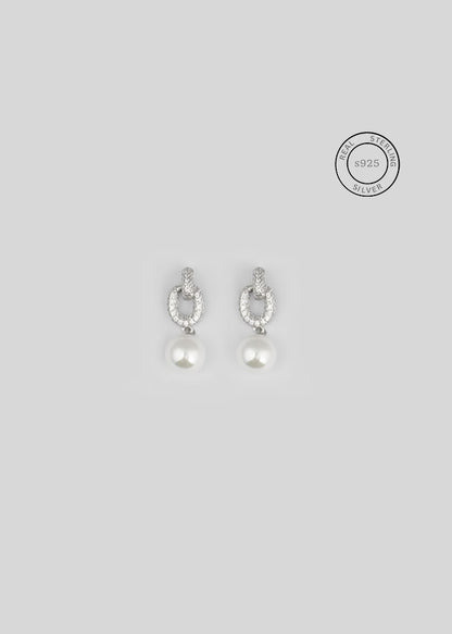 Silver Pearl Drop Dangles