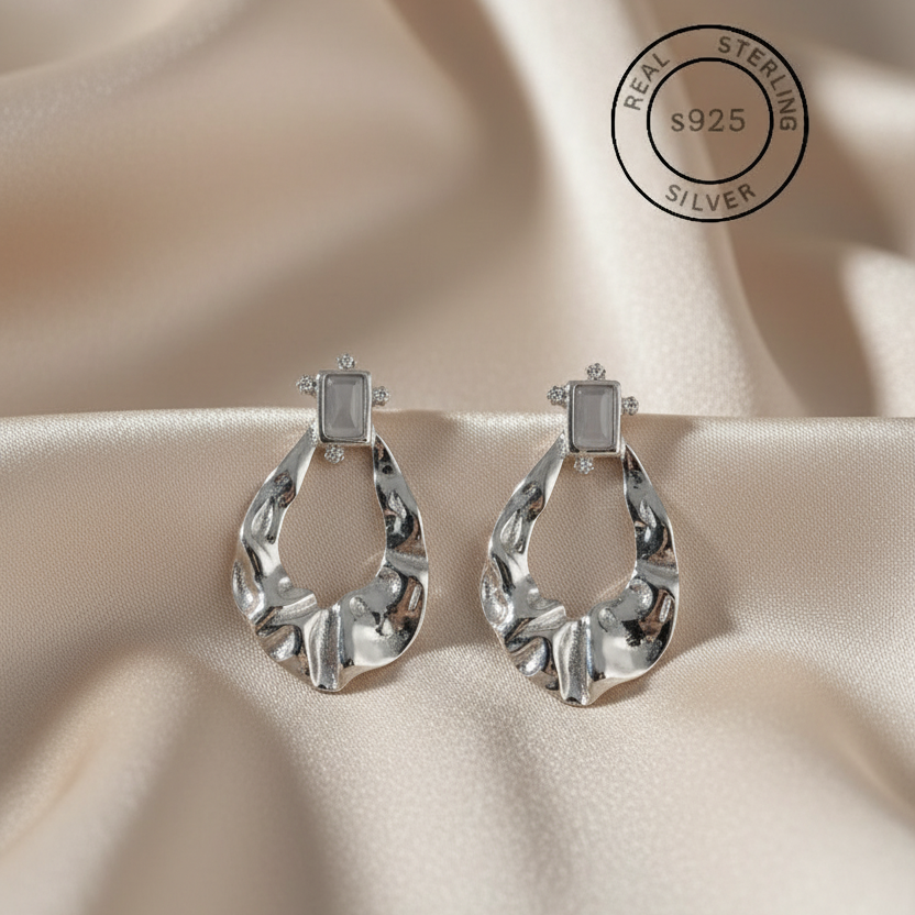 Silver Lava Drop Dangles