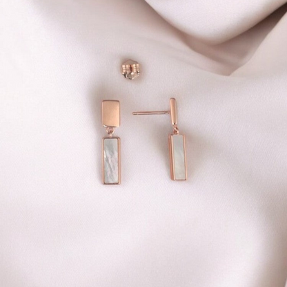 Rosegold Mother Of Pearl Rectangular Dangles