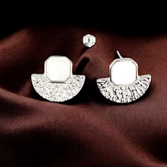 Silver Mother Of Pearl Textured Studs