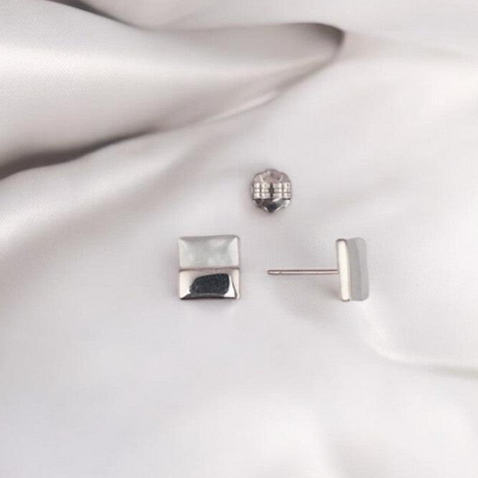 Silver Mother Of Pearl Square Studs