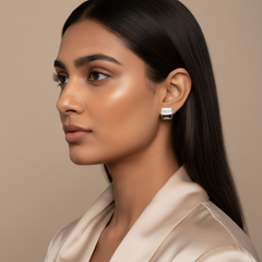 Silver Mother Of Pearl Square Studs