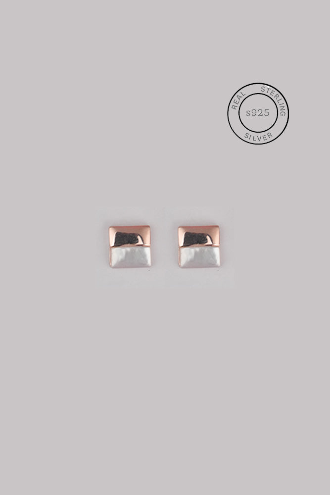 Rosegold Mother Of Pearl Square Studs