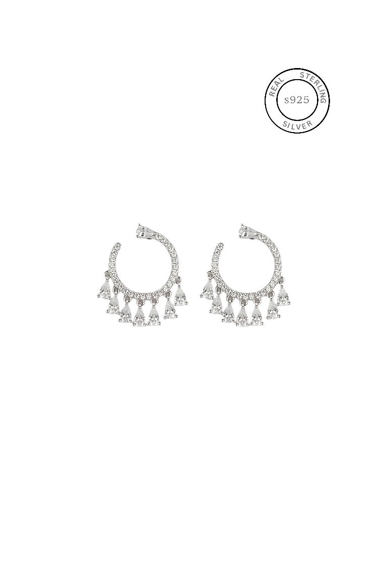 Siver Circle Zircon dangles