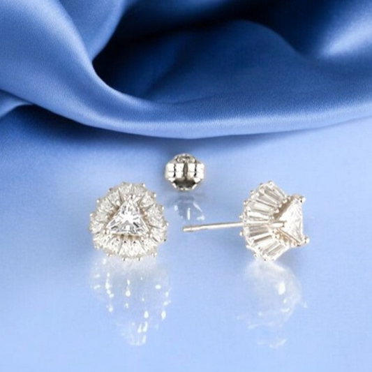 Silver Zircon Radiant Studs