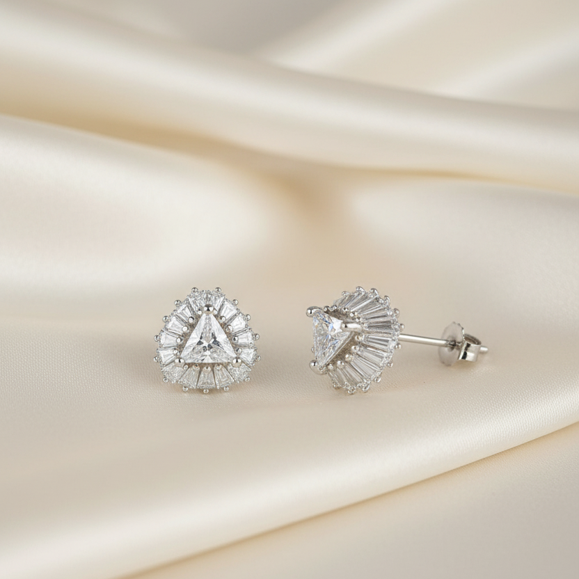 Silver Zircon Radiant Studs