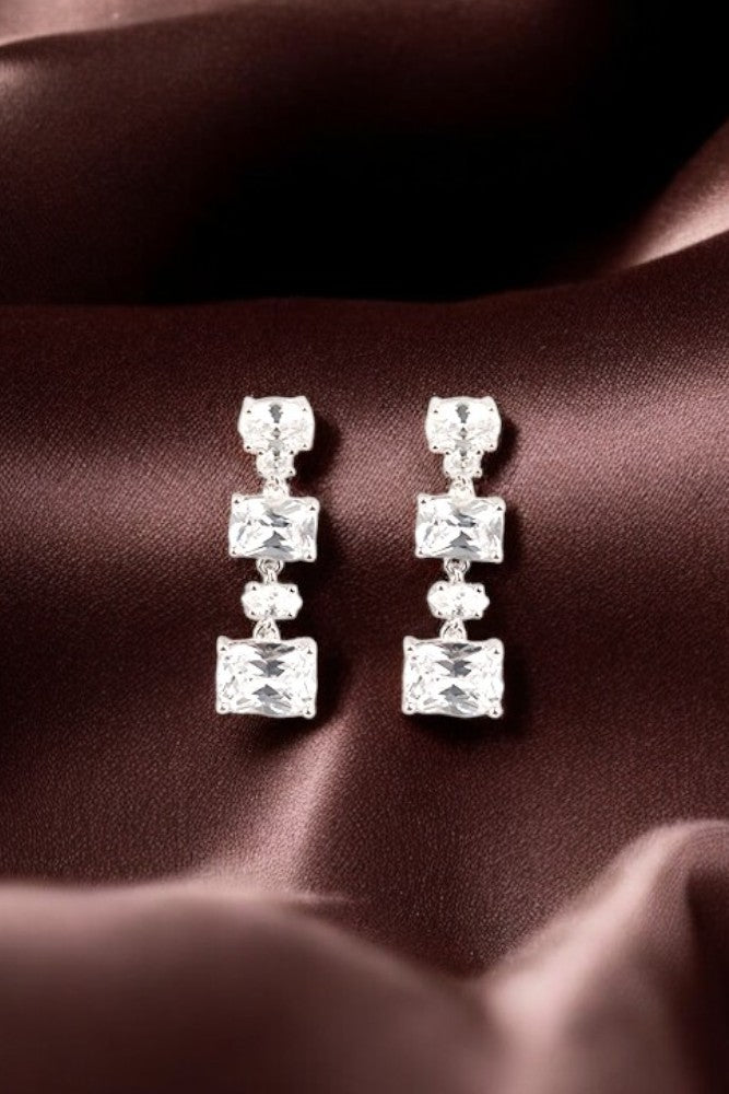 Silver Dazzling Zircon Danglers