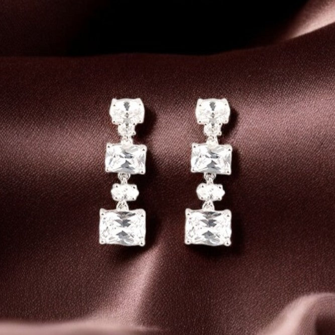 Silver Dazzling Zircon Danglers