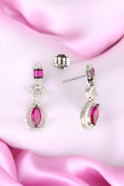 Silver Rani Pink Elegance Dangles