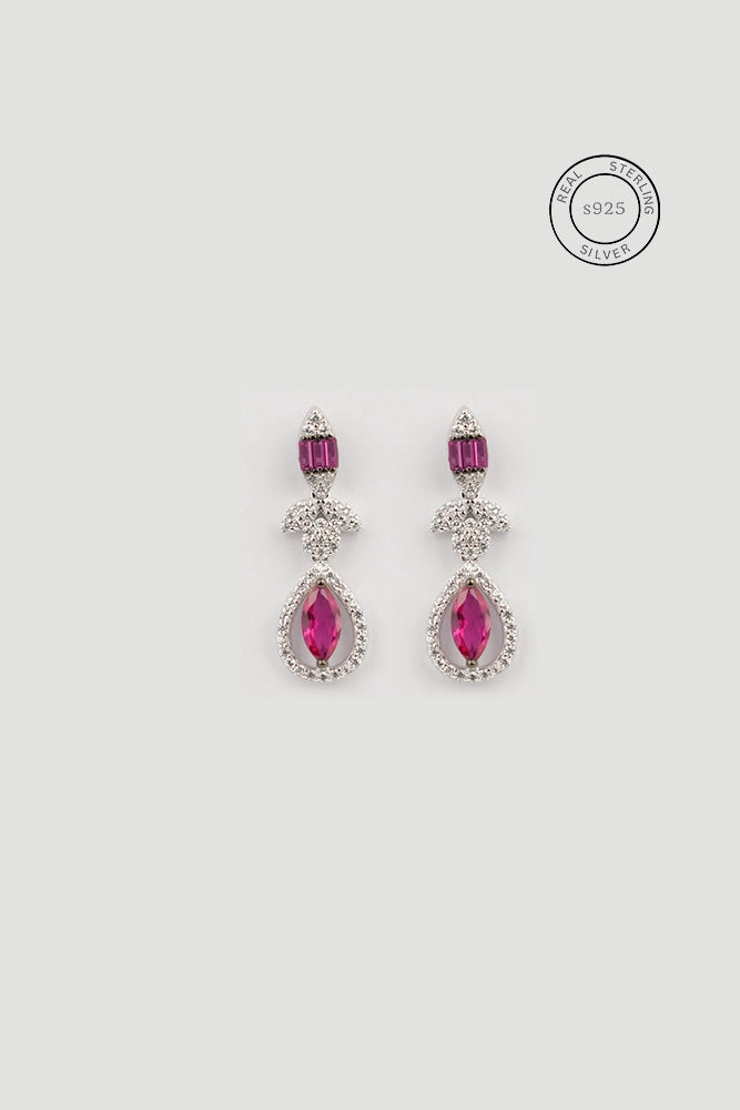 Silver Rani Pink Elegance Dangles