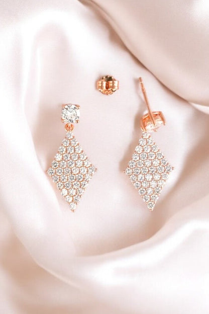 Rose Gold Rhombus Dangles