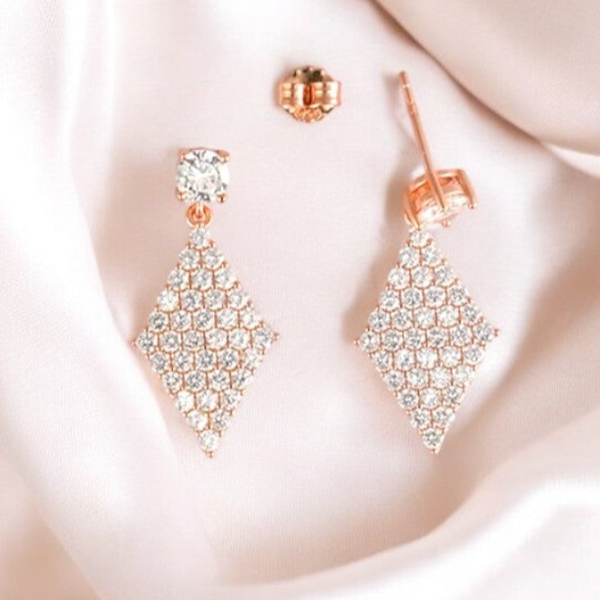 Rose Gold Rhombus Dangles