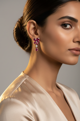 Silver Rani Pink Blossom Earrings