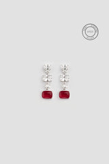 Silver Ruby Red Zircon Dangles
