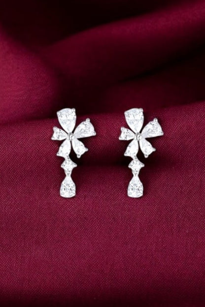 Silver Zircon Blossom Earrings