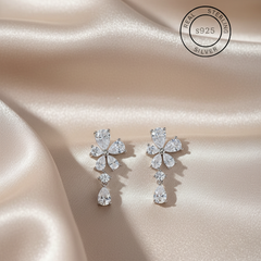 Silver Zircon Blossom Earrings