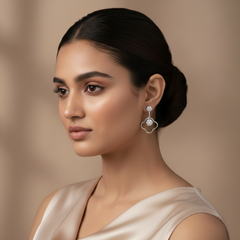 Woman wearing Silver Charm Earrings