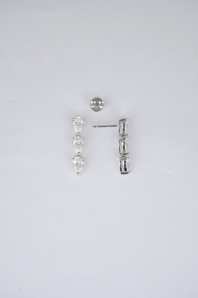 Silver Sleek Zircon Dangles