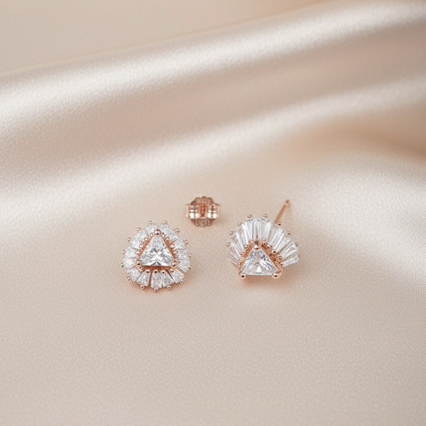 Rosegold Zircon Radiant Studs