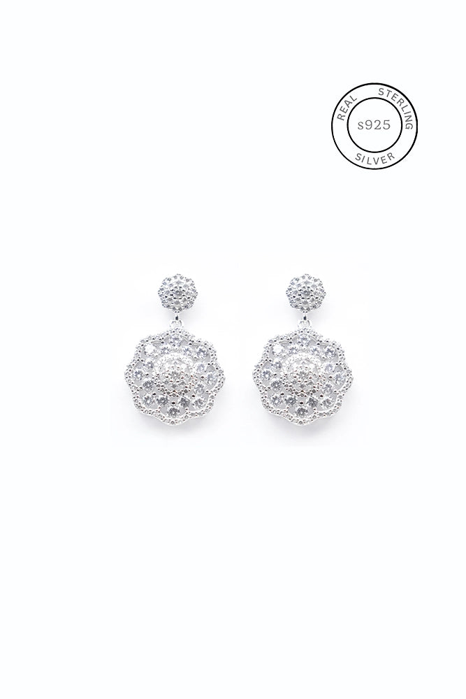 Silver Zircon Elegance Danglers