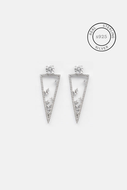 Silver Sleek Triangular Danglers