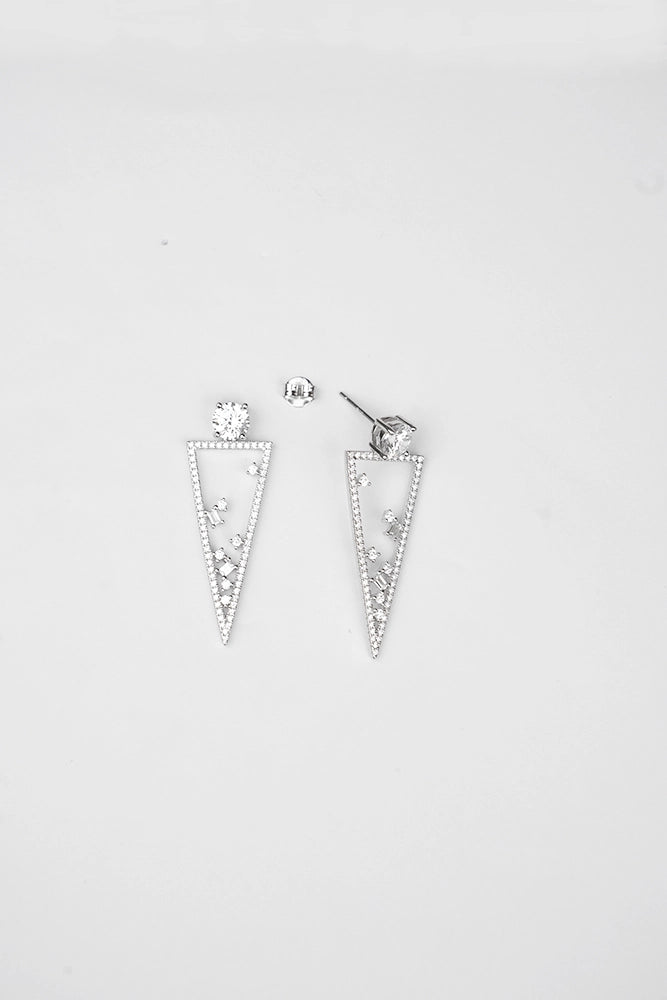 Silver Sleek Triangular Danglers