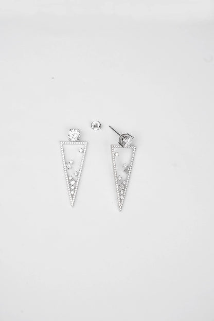 Silver Sleek Triangular Danglers