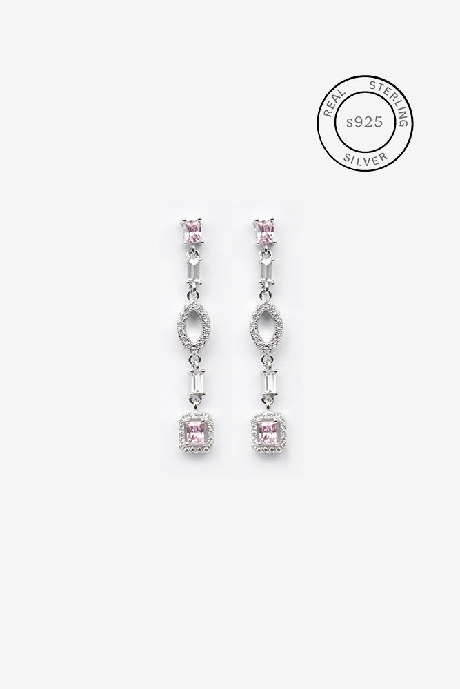 Silver Mauve Elegance Danglers