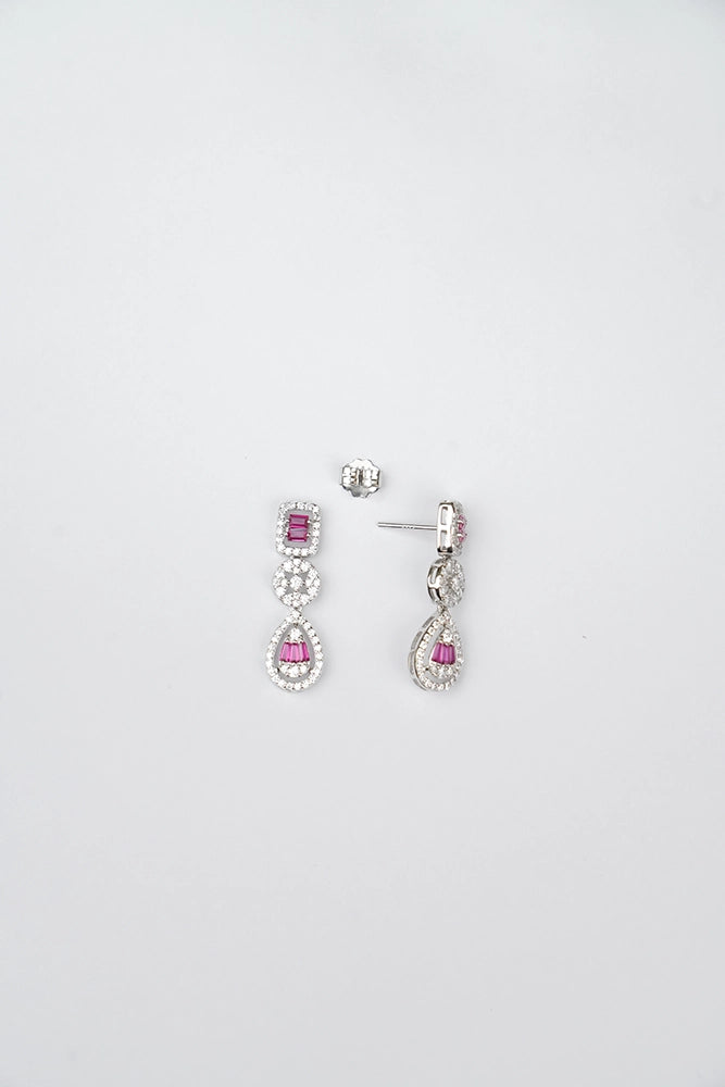 Silver Rani Pink Danglers