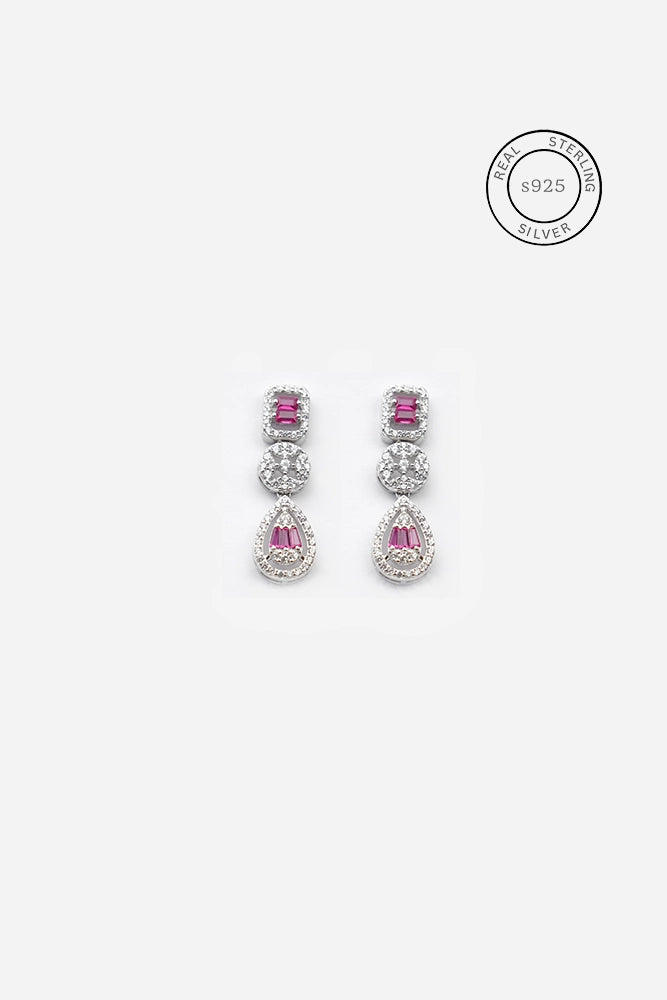 Silver Rani Pink Danglers