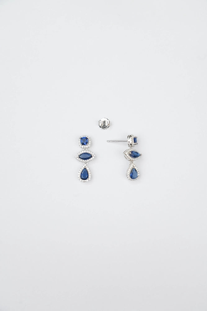 Silver Sapphire Blue Danglers