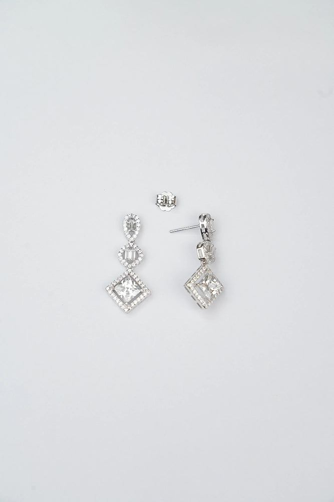 Silver Zircon Love Danglers