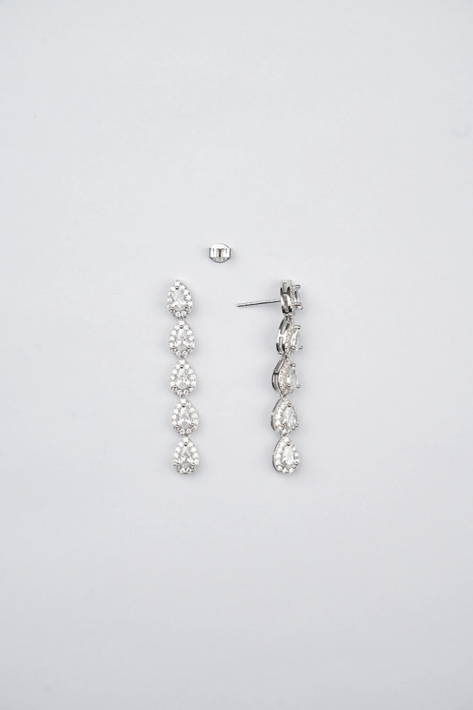 Silver Zircon Drop Dangles