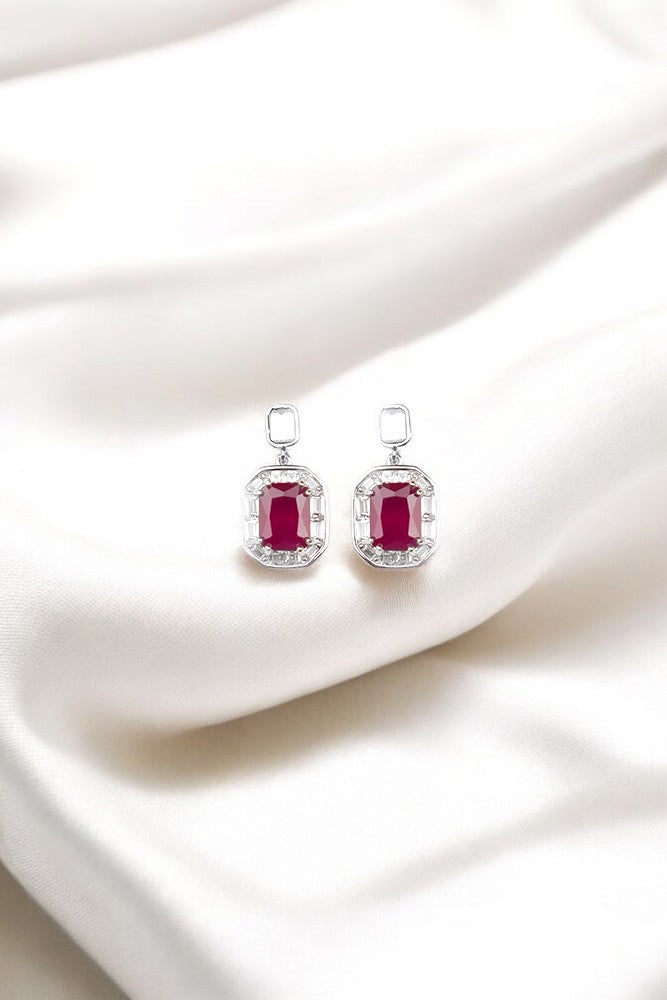 Silver Ruby Red Dangles