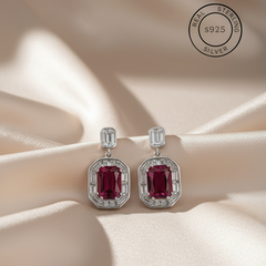 Silver Ruby Red Dangles