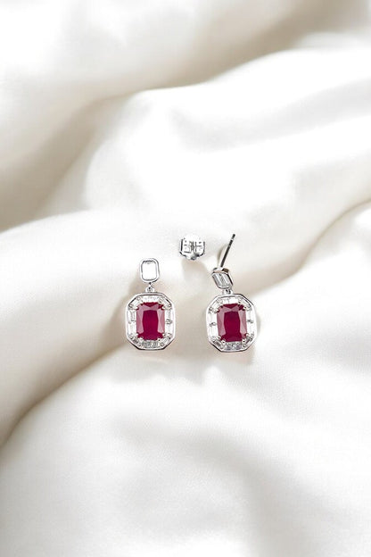 Silver Ruby Red Dangles