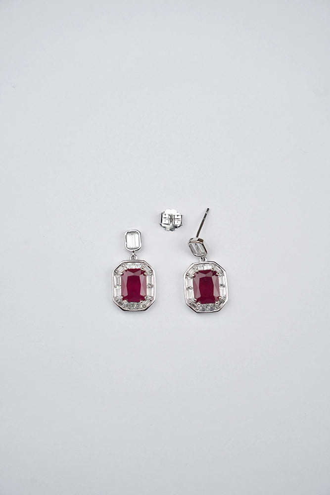 Silver Ruby Red Dangles