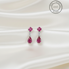 Silver Rani Pink Hue Danglers