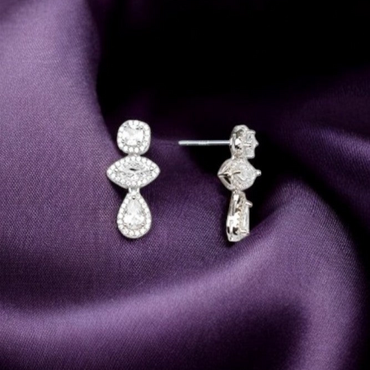 Silver CZ Zircon Danglers