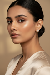 925 Sterling Silver Rosegold Floral Studs