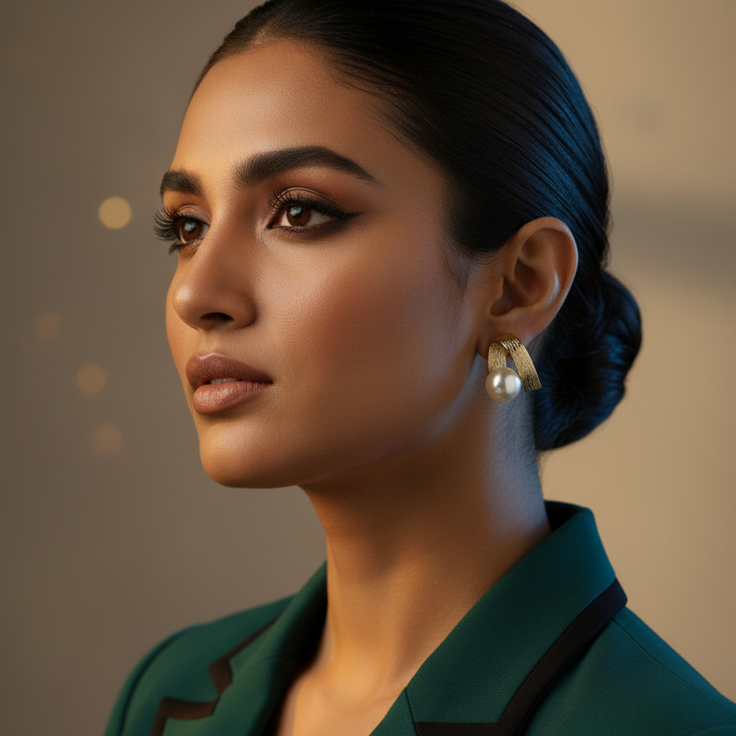 925 Sterling Silver Gold Pearl Studs