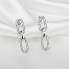 925 Sterling Silver Link Drop Earrings