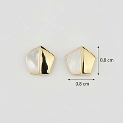 Gold and white geometric earrings with measurements 