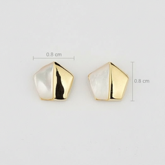 925 Sterling Silver Golden Mother of Pearl Geo Studs