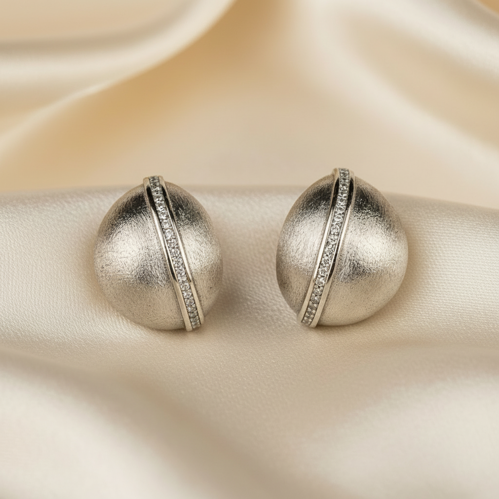 925 Sterling Silver Globe Textured Studs