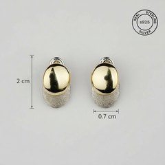 925 Sterling Silver Dual Tone Oval Studs