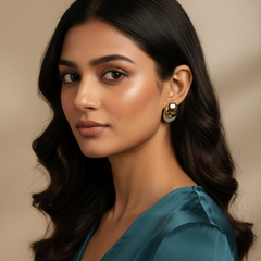 925 Sterling Silver Dual Tone Oval Studs